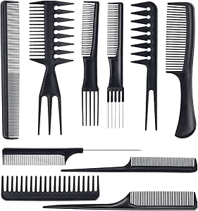 10-Piece Multipurpose Professional Comb Kit Black from AD brand