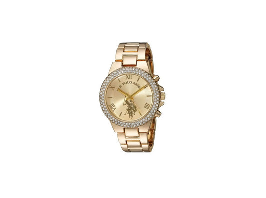 U.S. Polo Assn. Women's Quartz Watch, Analog Display and Gold Plated Strap